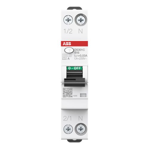 Bild: ABB FI/LS-Schalter DS301C B16 A30 30mA Typ A 1P+N 1TE (2CSR255163R1165)