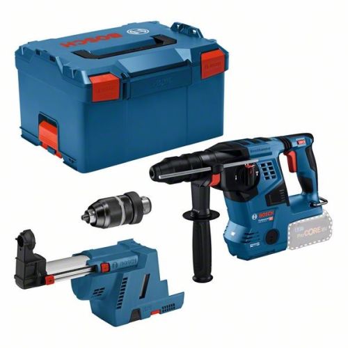 Bild: Akku-Bohrhammer GBH 18V-28 CF Professional, mit GDE 18V-16 (blau/schwarz, ohne A