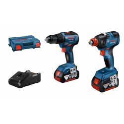 Akku-Combo Kit GDX 18V-200 Professional + GSR 18V-55 Professional, 18Volt (blau/