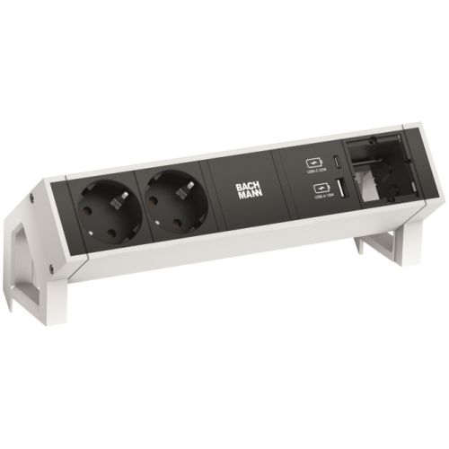 Bild: Bachmann DESK2 2xCEE7/3 1xUSB 902.935 A&C 22W 1xCM 0,2m GST18 RAL9010