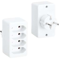 Bachmann Multistecker 4xEuro weiß, PVC 921.273