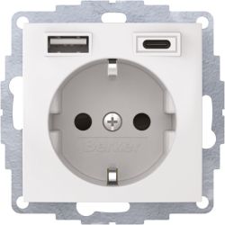 Berker 48048989 UP Steckdose S1 polarweiß glänzend, SCHUKO mit USB-A und USB-C