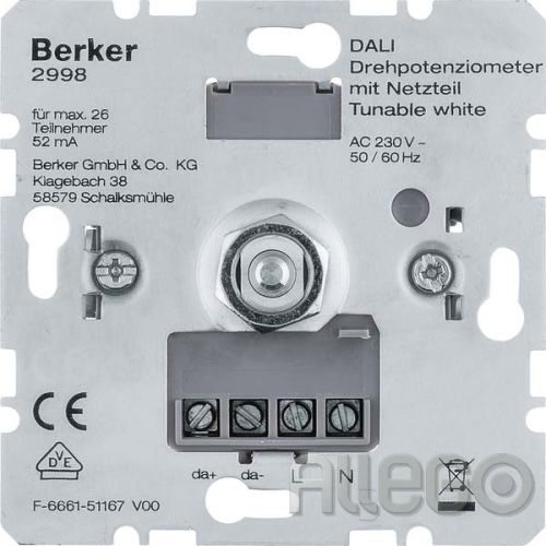 Bild: Berker DALI Drehpotenziometer Tunable wh m.Netzt. 2998