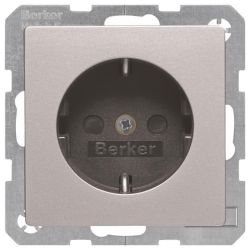 Berker SCHUKO-Steckdose alu/lack mit erh.BS+Klemmen 41236084