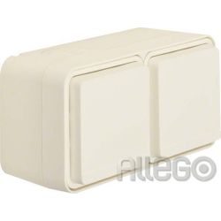 Berker Schuko Steckdose Klappdeckel AP 47843512 W.1 2fach waagerecht polarweiß B