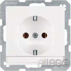 Berker SCHUKO-Steckdose pws/samt mit Beschr.-feld 47506089