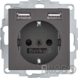 Berker Steckdose SCHUKO/USB B.3, anthrazit mt. 48031606