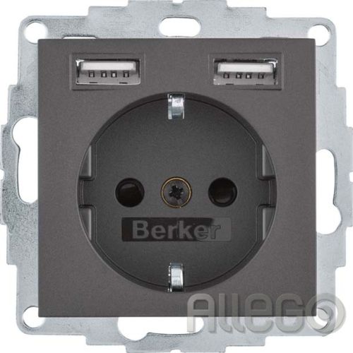 Bild: Berker Steckdose SCHUKO/USB B.3, anthrazit mt. 48031606