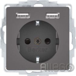 Berker Steckdose SCHUKO/USB Q.x, anthr. samt 48036086