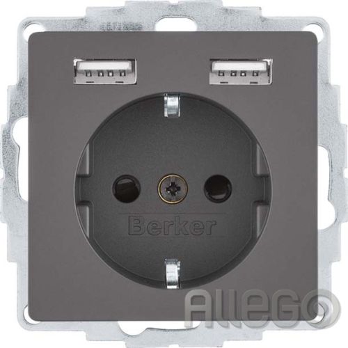 Bild: Berker Steckdose SCHUKO/USB Q.x, anthr. samt 48036086