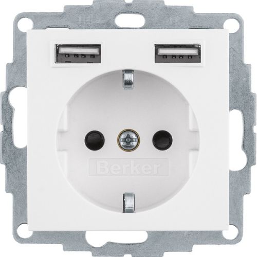 Bild: Berker Steckdose SCHUKO/USB Q.x, polarw. samt 48036089