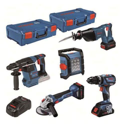 Bild: Bosch 18V Profi-Set 5-tlg. GSB+GWS+GBH+GSA+GLI