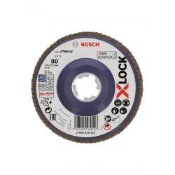 BOSCH Fächerscheibe X-LOCK BfM, 125mm, K80, gerade Ausführung