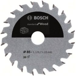 Bosch Kreissägeblatt Standard for Wood 85 x 1,1/0,7 x 15, 20 Zähne