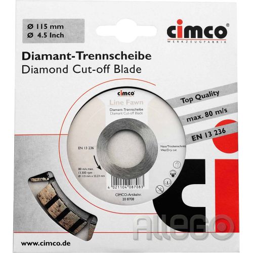 Bild: CIMCO Diamanttrennscheibe D=115mm 20 8708