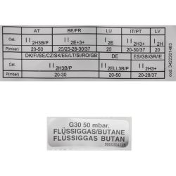 Düsensatz Flüssiggas G30/50mbar Sabaf mit Bypass WOK Nr. 53 00621948