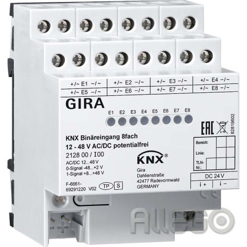 Bild: Gira Binäreingang 8f. KNX 12-8V AC/DC 212800