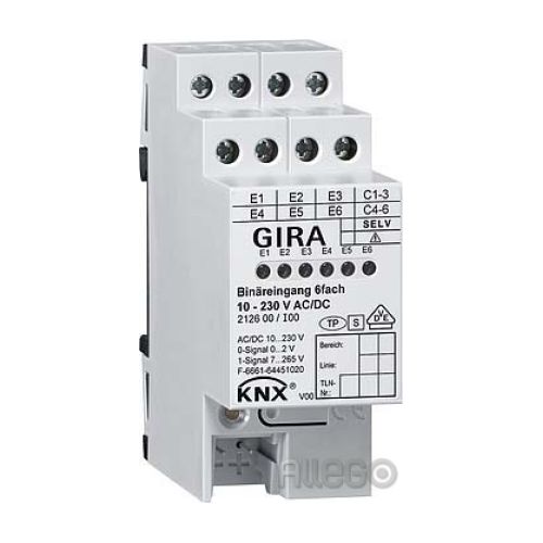 Bild: Gira Binäreingang KNX 212600 6fach 10 - 230V AC/DC Gira Binäreingang KNX 212600 