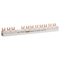 Hager KDN363F Phasenschiene 3-phasig 63A 3P+N Gabel 10mm² 210mm