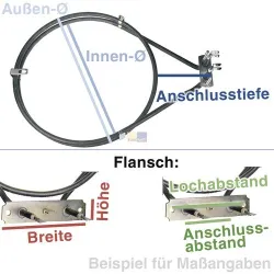 Heizelement für Miele 2109812 Heißluftheizung IRCA 6257R226 für Backofen