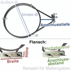 Heizelement wie SMEG 806890882 Bosch 12006239 Heißluftheizung IRCA 7033R628