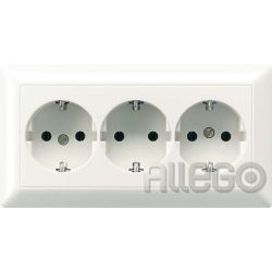 Jung KK-SCHUKO-Steckdose aws 16A 250V 3-fach AS 523 WW