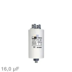 Kondensator 16,00µF 450V Universal mit Steckfahnen und Befestigungsschraube