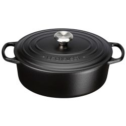 Le Creuset Bräter Signature oval 31cm, schwarz matt