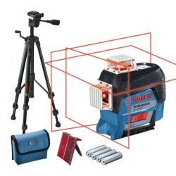 Linienlaser GLL 3-80 C Professional + Baustativ BT 150 (blau/schwarz, mit roten 