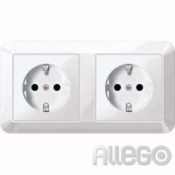 Merten SCHUKO-Steckdose pws/gl Doppel MEG2328-1019