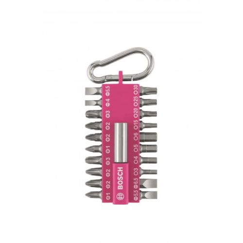 Bild: Schrauberbit-Set mit Snap-hook (pink, 21-teilig)