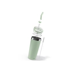 Sigg Mug Milky Green 0,6l isolierter Trinkbecher aus Edelstahl mit Trinkhalm