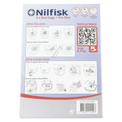 Staubsaugerbeutel für Nilfisk Staubsauger 107412688 4 Stück