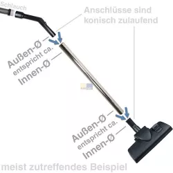 Staubsaugerschlauch Hoover 35601290 D136 mit Geräteanschlussstück und Handgriff