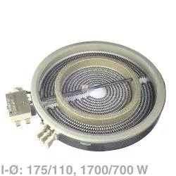 Strahlheizkörper 175/110mmØ 1700/700W 230V EGO 10.58211.004 Brandt, Thomson