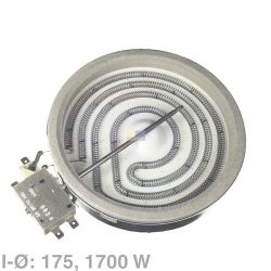 Strahlheizkörper 175mmØ 1700W 230V EGO 10.78631.004 Bauknecht, Whirlpool, Ikea