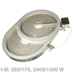 Strahlheizkörper 265x170mm 2400/1500W 230V oval 10.57411.604