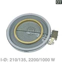 Strahlheizkörper 2kreis 230mmØ EGO 10.51213.492 für Kochfeld