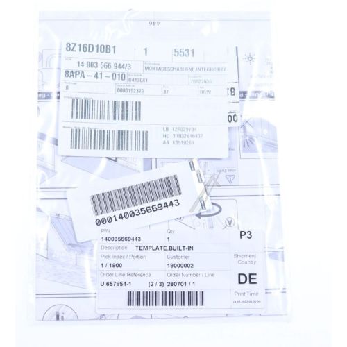 Bild: TEMPLATE,BUILT-IN für Geschirrspüler AEG 140035669443 Einbauteil