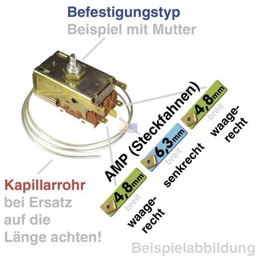 Bild: Thermostat K59-L2109 Ranco 1558mm Kapillarrohr 3x6,3mm AMP 226236705/1