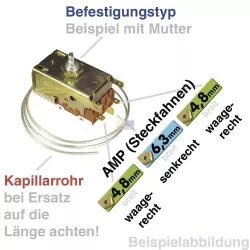 Thermostat K59-L2744 Ranco 1200mm Kapillarrohr 3x6,3mm AMP 226230821/2