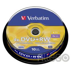 Verbatim DVD+RW 4.7GB/120Min/4x Cakebox (10 Disc)