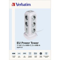 Verbatim EU Power Tower EUPT-01 11xAC / 2xUSB-A / 2xUSB-C 49547