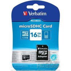 Verbatim microSDHC Card 16GB Class10 incl. Adapt.